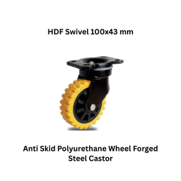 MUVALL Anti Skid Polyurethane Wheel Forged Steel Castor HDF Swivel 100x43 mm
