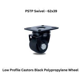 MUVALL Low Profile Castors Black Polypropylene Wheel PSTP Swivel 62x39