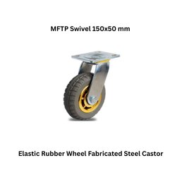 MUVALL Elastic Rubber Wheel Fabricated Steel Castor MFTP Swivel 150x50 mm