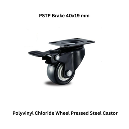 MUVALL Polyvinyl Chloride Wheel Pressed Steel Castor PSTP Brake 40x19 mm