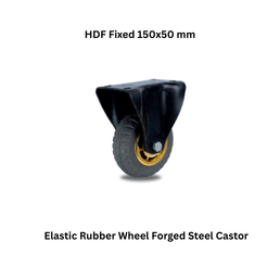 MUVALL Elastic Rubber Wheel Forged Steel Castor HDF Fixed 150x50 mm