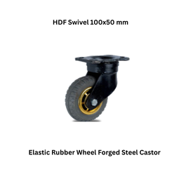 MUVALL Elastic Rubber Wheel Forged Steel Castor HDF Swivel 100x50 mm