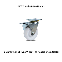 MUVALL Polypropylene I-Type Wheel Fabricated Steel Castor MFTP Brake 200x48 mm