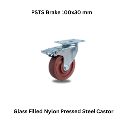 MUVALL Glass Filled Nylon Pressed Steel Castor PSTS Brake 100x30 mm