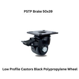 MUVALL Low Profile Castors Black Polypropylene Wheel PSTP Brake 50x39