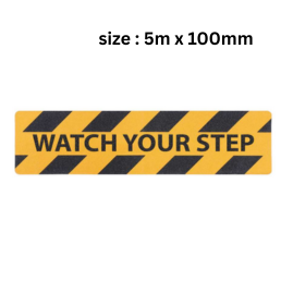 Life Krafts Anti Skid Cautionary Tape(WATCH YOUR STEPS) Yellow & Black color - 5m x 100mm