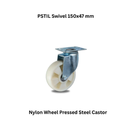 MUVALL Nylon Wheel Pressed Steel Castor PSTIL Swivel 150x47 mm