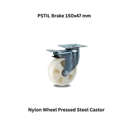 MUVALL Nylon Wheel Pressed Steel Castor PSTIL Brake 150x47 mm