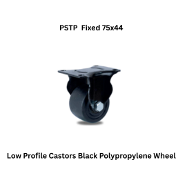MUVALL Low Profile Castors Black Polypropylene Wheel PSTP Fixed 75x44