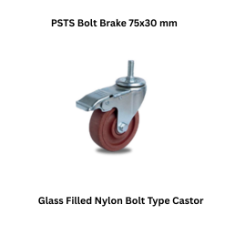 MUVALL Glass Filled Nylon Bolt Type Castor PSTS Bolt Brake 75x30 mm