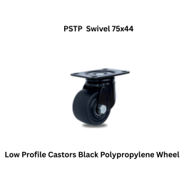 MUVALL Low Profile Castors Black Polypropylene Wheel PSTP Swivel 75x44