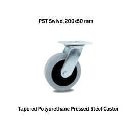 MUVALL Tapered Polyurethane Pressed Steel Castor PST Swivel 200x50 mm