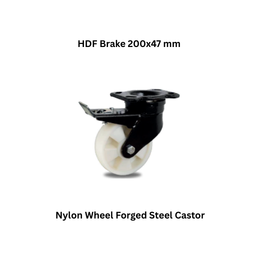 MUVALL Nylon Wheel Forged Steel Castor HDF Brake 200x47 mm