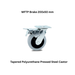 MUVALL Tapered Polyurethane Fabricated Steel Castor MFTP Brake 200x50 mm