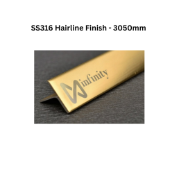 Infinity T-Profile SS316 Decorative profiles Gold Hairline Finish - 3050mm