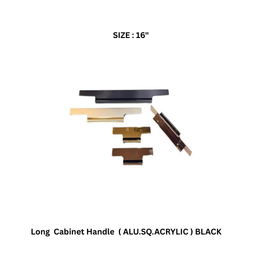 Victor Long Cabinet Handle ( ALU.SQ.ACRYLIC ) BLACK 16’’
