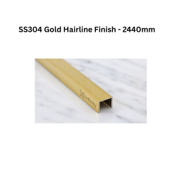 Infinity U-Profile SS304 Decorative profiles Gold Hairline Finish - 2440mm