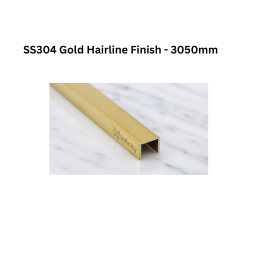 Infinity U-Profile SS304 Decorative profiles Gold Hairline Finish - 3050mm