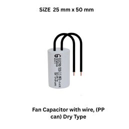 Electrotech Integrators Fan Capacitor with wire, (PP can) Dry Type - 25 mm x 50 mm