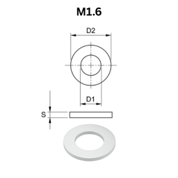 Precise DIN125A Washers - M1.6 - Aluminium