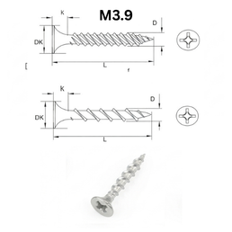 Precise Bugle Head Drywall Screws - M3.9 - Stainless Steel