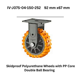 Supo Skidproof Polyurethane Wheels with PP Core Double Ball Bearing IV-J07S-04-150-252 92 mm x67 mm