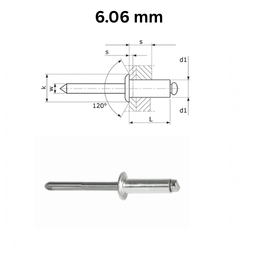 Precise DIN 7337-A Domed Head Blind Rivets - 6.06 mm