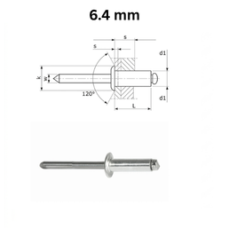Precise DIN 7337-A Domed Head Blind Rivets - 6.4 mm
