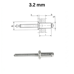 Precise DIN 7337-B Countersunk Head Blind Rivets - 3.2 mm
