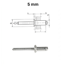 Precise DIN 7337-B Countersunk Head Blind Rivets - 5 mm