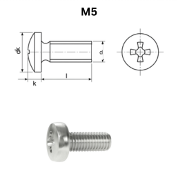 Precise DIN 7985 Cross Recessed Raised Cheese Head Screws - M5