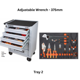 Groz Universal Tool Kit Tray 2 - Adjustable Wrench - 375mm