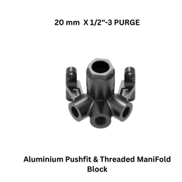 Luthra Pneumsys Aluminium Pushfit & Threaded ManiFold Block - 20 mm X 1/2"-3 PURGE