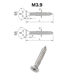 Precise DIN 7981 Pan Head Tapping Screws - M3.9 - Stainless Steel