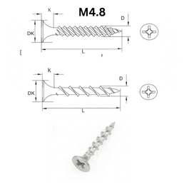 Precise Bugle Head Drywall Screws - M4.8 - Stainless Steel