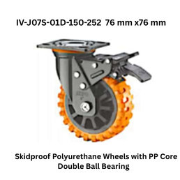 Supo Skidproof Polyurethane Wheels with PP Core Double Ball Bearing IV-J07S-01D-150-252 76 mm x76 mm