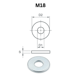Precise DIN9021 Washers - M18 - Aluminium