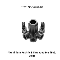 Luthra Pneumsys Aluminium Pushfit & Threaded ManiFold Block - 1" X 1/2"-3 PURGE