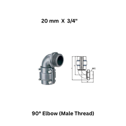 AirPipe 90° Elbow (Male Thread) - 20 mm X 3/4"