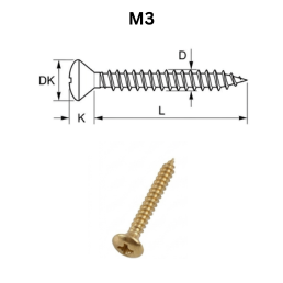 Precise Ovalc Head Chipboard Screws - M3.0 - Brass