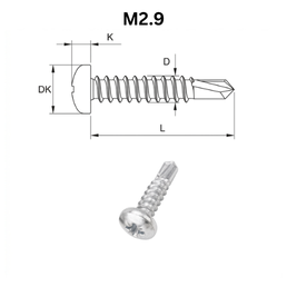 Precise DIN 7504 MΗ Self Drilling Screws - M2.90 - Stainless Steel