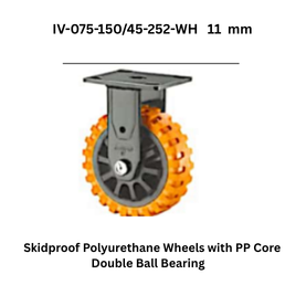Supo Skidproof Polyurethane Wheels with PP Core Double Ball Bearing IV-075-150/45-252-WH 11 mm
