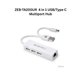 Zebronics TA200UR 4 in 1 USB/Type C Multiport Hub