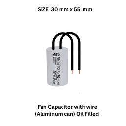 Electrotech Integrators Fan Capacitor with wire (Aluminum can) Oil Filled - 30 mm x 55 mm (4 mfd)