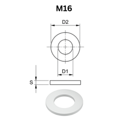 Precise DIN125A Washers - M16 - Aluminium