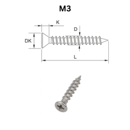 Precise Double Flat Head Chipboard Screws - M3.0 - Stainless Steel