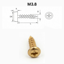 Precise Pan Framing Head Drywall Screws - M3.8 x 11 mm - Brass