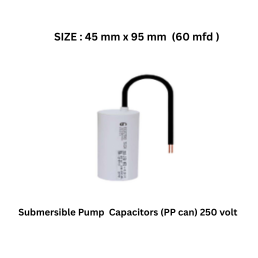 Electrotech Integrators Submersible Pump Capacitors (PP can) 250 volt 45 mm x 95 mm (60 mfd)