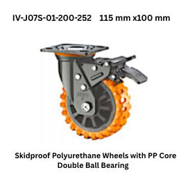Supo Skidproof Polyurethane Wheels with PP Core Double Ball Bearing IV-J07S-01D-200-252 76 mm x76 mm