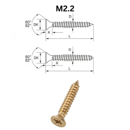 Precise DIN 7981 Pan Head Tapping Screws - M2.2 - Brass